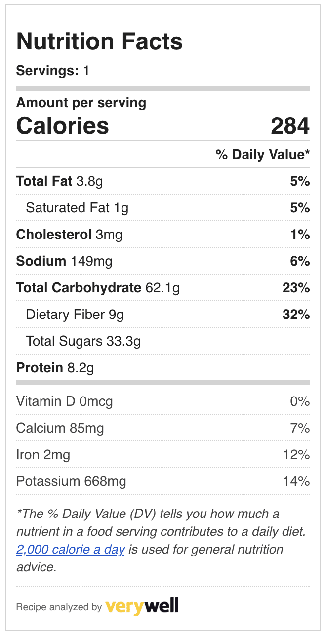 Beet and strawberry iron smoothie nutritional value label.