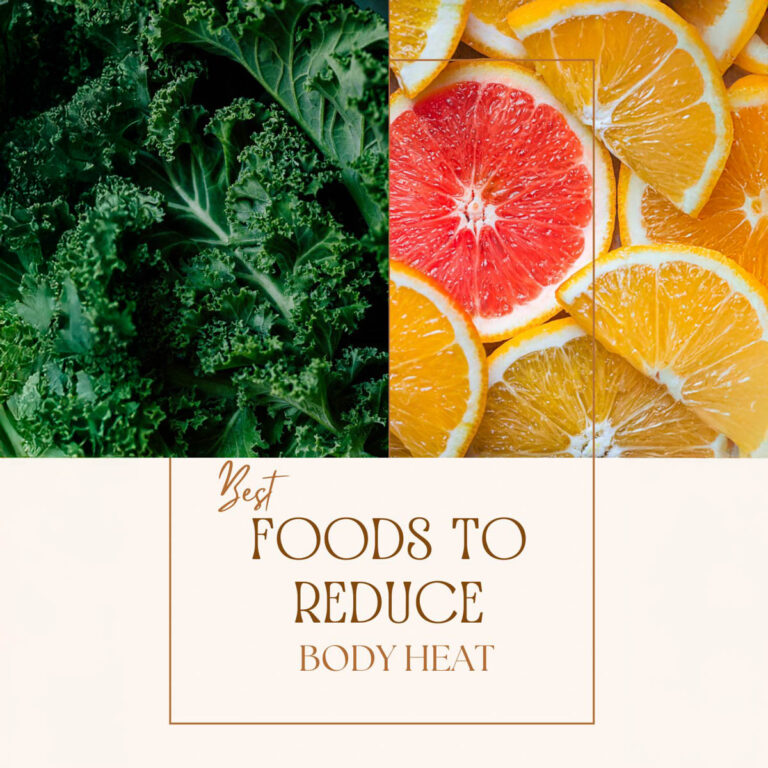 Title image of a post about foods to reduce body heat.